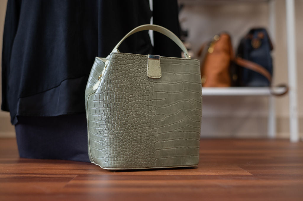 Sage green croc bag sale